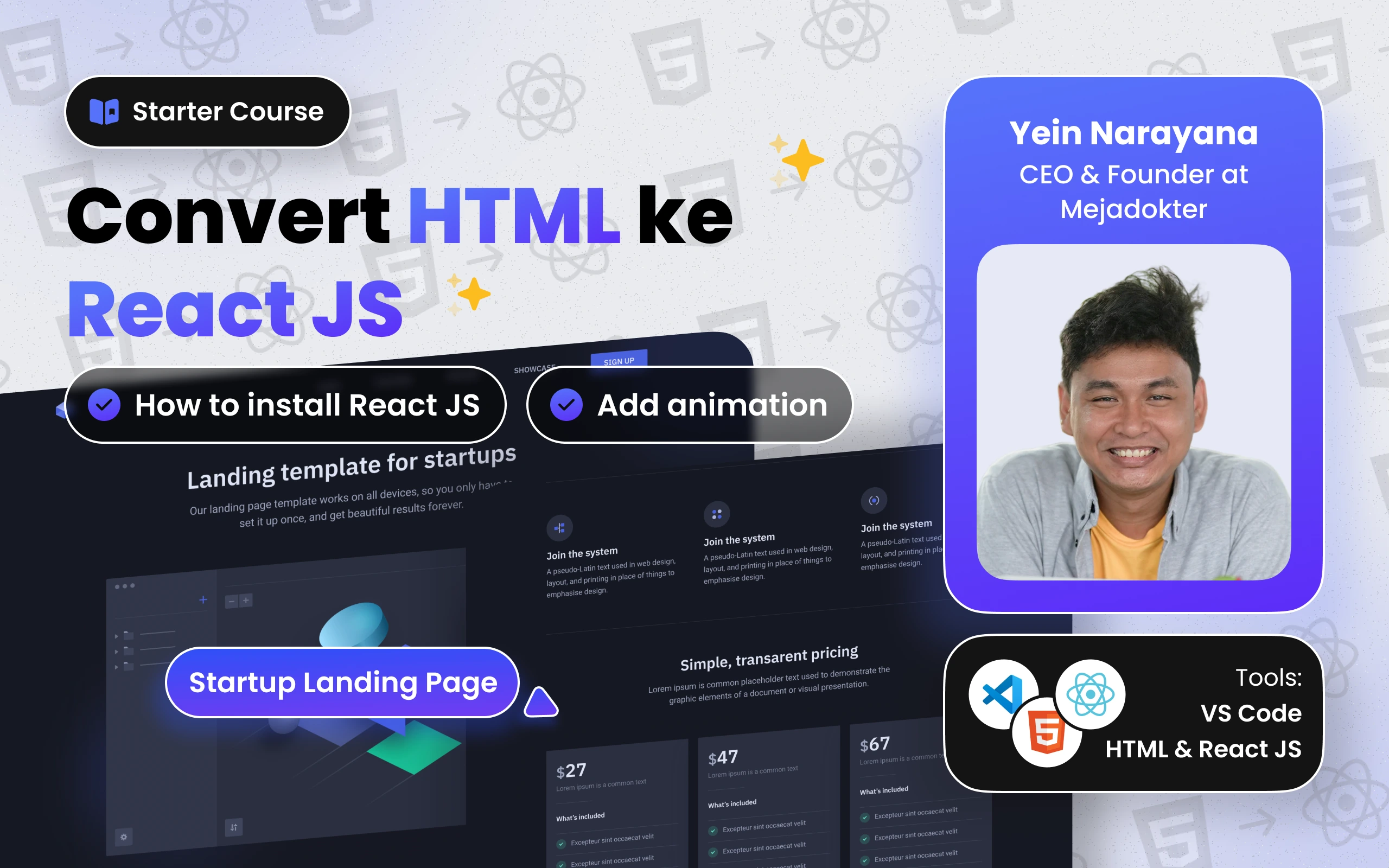 Convert HTML ke React JS Framework
